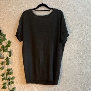 Say What? Charcoal Knit Top With Back Opening